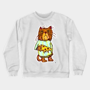 Grumpy Pizza Pet Funny Cat Art Design Crewneck Sweatshirt